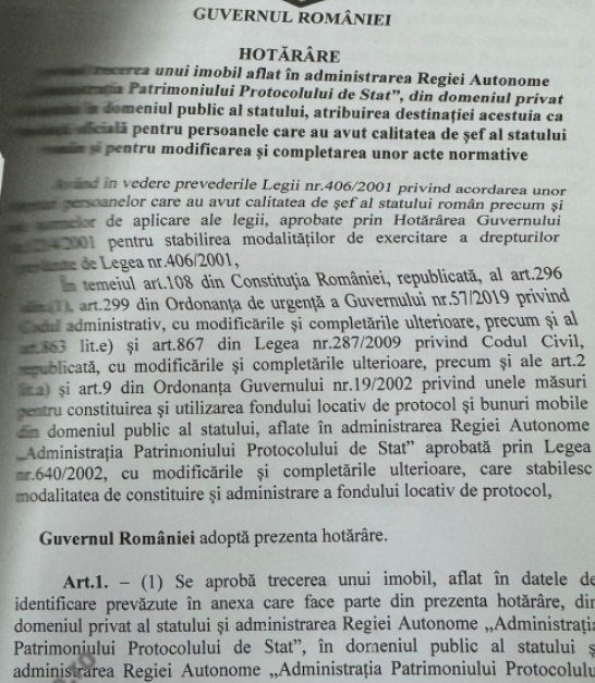 HG-ul care dovedește faptul că Vila din Aviatorilor este pregătită pentru Klaus Iohannis cu semnătura lui Nicolae Ciucă
