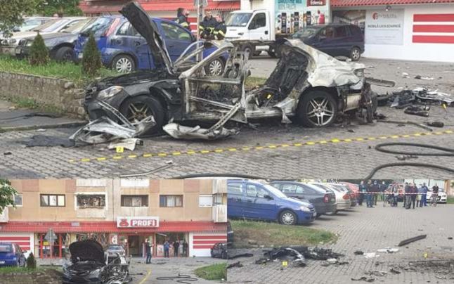 O limuzină Mercedes a explodat în parcarea unui supermarket din Arad. Fostul socru al unui deputat a murit