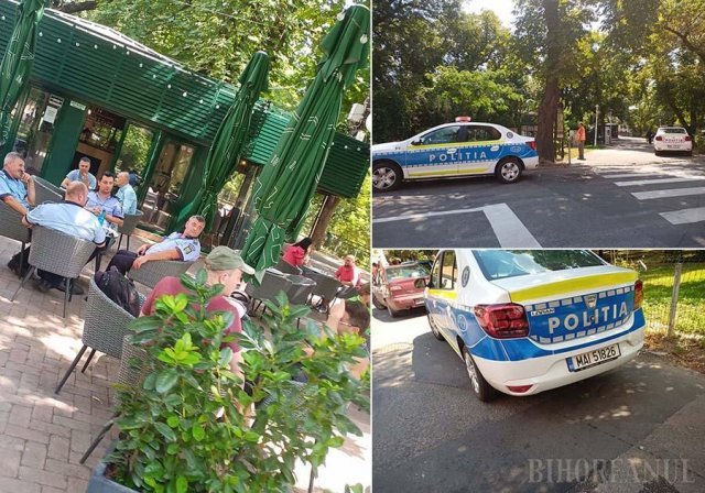 Patru polițiști și-au lăsat mașinile de serviciu în parc ca să stea la o terasă