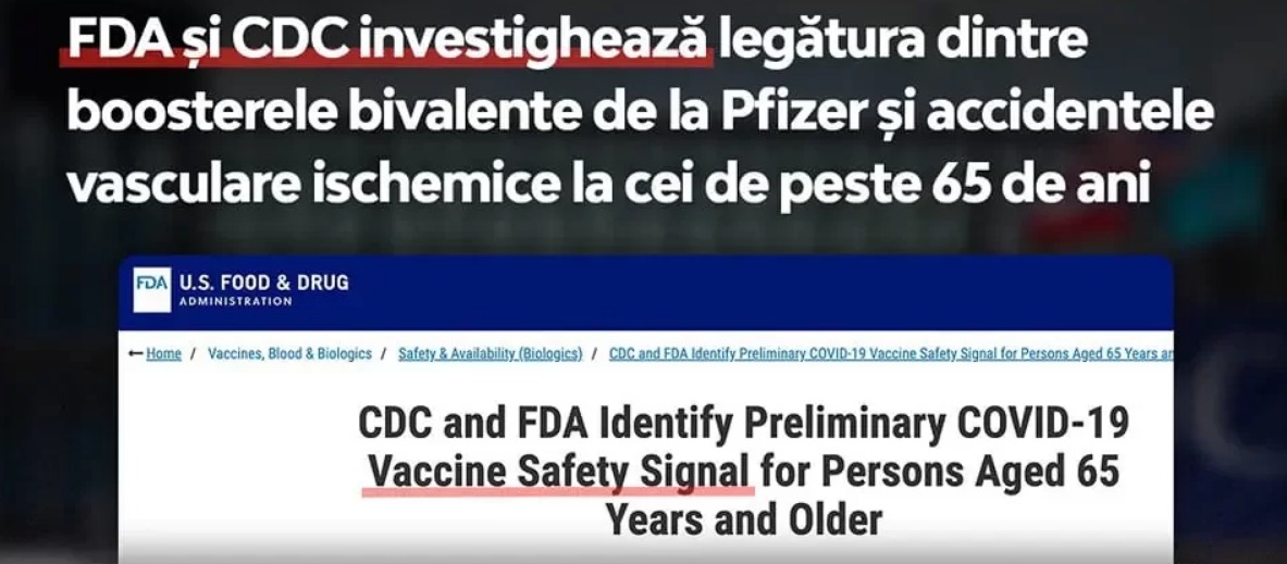 Vaccinul bivalent Pfizer și accidentele vasculare. FDA si CDC au anuntat ca investighează situația!
